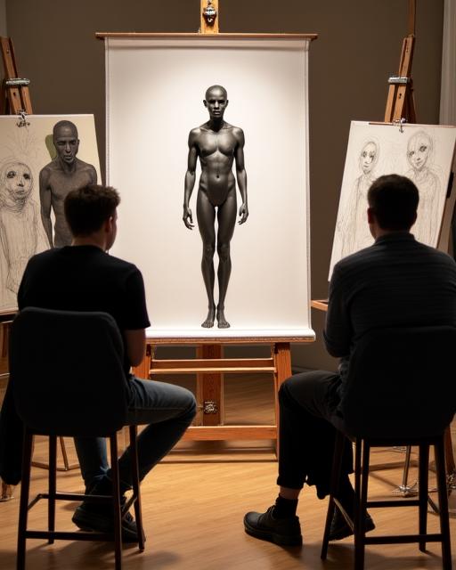 Life drawing session with live model at Sylvan Spirit Studios Dublin